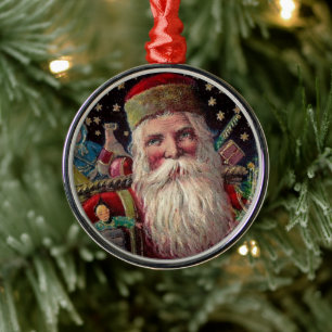 Ornement Métallique Classic Retro Santa Claus