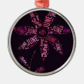 Ornement Métallique Cloud de mot rose Juin Flower Text (Devant)