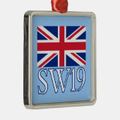 Ornement Métallique Code postal SW19 de Londres avec Union Jack (Droite)