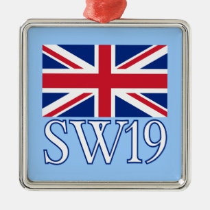 Ornement Métallique Code postal SW19 de Londres avec Union Jack