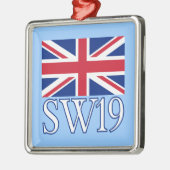 Ornement Métallique Code postal SW19 de Londres avec Union Jack (Gauche)