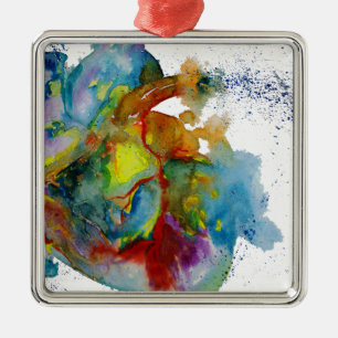 Ornement Métallique Coeur anatomique pour aquarelle moderne