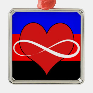 Ornement Métallique Coeur infini avec le drapeau