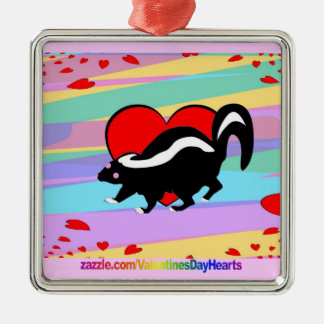 Ornement Métallique Coeur mignon de mouffette. Jour heureux