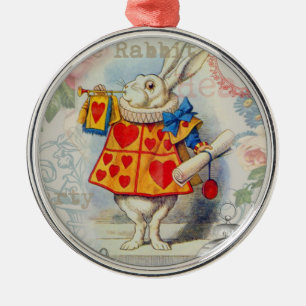 Ornement Métallique Coeurs de lapin blanc Alice Classic