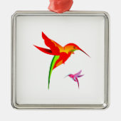 Ornement Métallique Colibri Orange Jaune Et Vert (Devant)