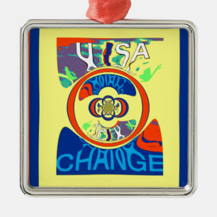 Ornement Métallique Colorful USA Change : A Festive Design Art Print