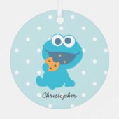 Ornement Métallique Cookie Monster | Premier Noël - Ajouter Votre Nom (Verso)