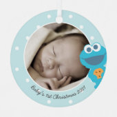 Ornement Métallique Cookie Monster | Premier Noël - Ajouter Votre Nom (Recto)