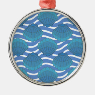 Ornement Métallique Coquillage vintage Et Motif Vagues