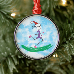 Ornement Métallique Coureuse de Noël © Course à pied