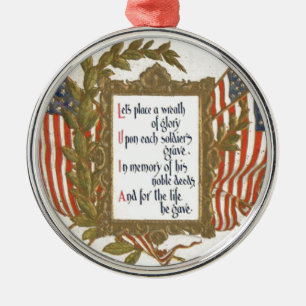 Ornement Métallique Couronne de drapeau américain Memorial Day