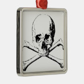 Ornement Métallique Crâne noir et blanc et os (Droite)