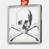 Ornement Métallique Crâne noir et blanc et os (Gauche)