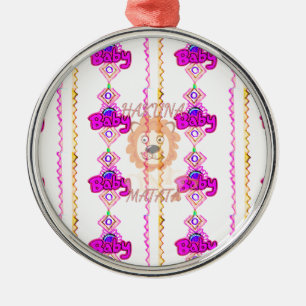 Ornement Métallique Créez votre propre bébé amusant Lion Cub Design de