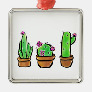 Ornement Métallique Cute Cactus cactus rose fleurs cactus succulents