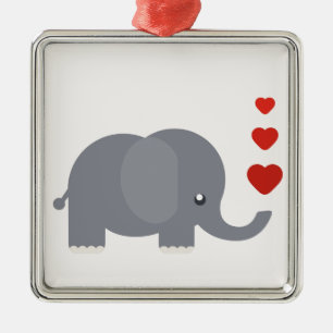 Ornement Métallique Cute elephant with hewhimsical love