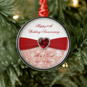 Ornement Métallique Damask 40e anniversaire Mariage Design