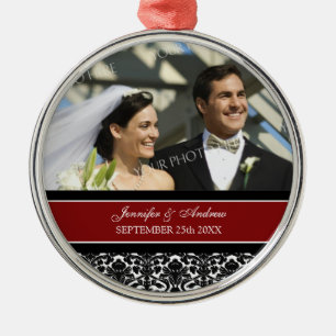 Ornement Métallique Damassé noire rouge de faveur d'ornement de