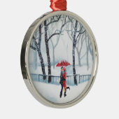 Ornement Métallique Danse romantique de couples dans le parapluie de (Droite)