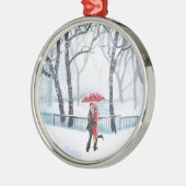 Ornement Métallique Danse romantique de couples dans le parapluie de (Gauche)