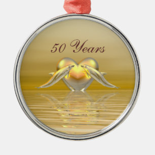 Ornement Métallique Dauphins et Coeur du Golden Anniversaire