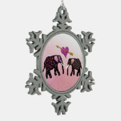 Ornement métallique de flocon de neige d'éléphants (Gauche)