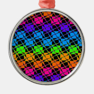 Ornement Métallique Dernier Edgy Colorful À damiers Rainbow Motif