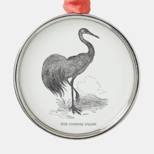 Ornement Métallique Dessin à la plume et à l'encre d'un oiseau grue vi