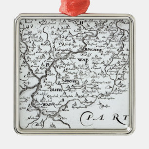 Ornement Métallique Détail d'une carte du comté de