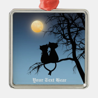 Ornement Métallique Deux amoureux Chat Premium Carré Ornament