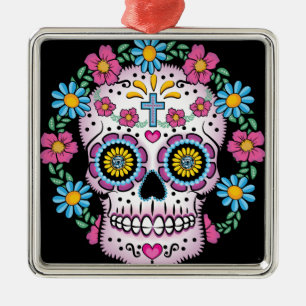 Ornement Métallique Dia de los Muertos Skull