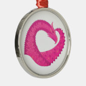Ornement Métallique Dragon de coeur rose chaud sur blanc (Droite)
