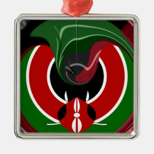 Ornement Métallique Drapeau Fluid Kenyan : Un design moderne