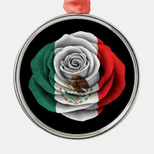 Ornement Métallique Drapeau rose de Mexicain sur le noir (Devant)