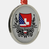 Ornement Métallique Drapeau Suisse-Américain de bouclier (Droite)