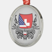 Ornement Métallique Drapeau Suisse-Américain de bouclier (Gauche)