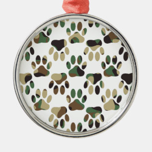 Ornement Métallique Empreinte de patte de chien Motif Camo