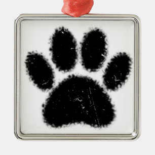 Ornement Métallique Empreinte de patte De Chien Rough Et Distressed