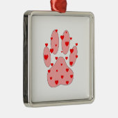 Ornement Métallique Empreinte de patte rose aux coeurs (Droite)