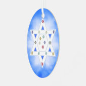 Ornement Métallique Étoile de Hanoukka et flocons de neige bleus (Avant gauche)