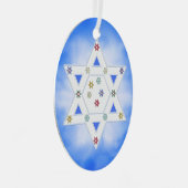 Ornement Métallique Étoile de Hanoukka et flocons de neige bleus (Avant droite)