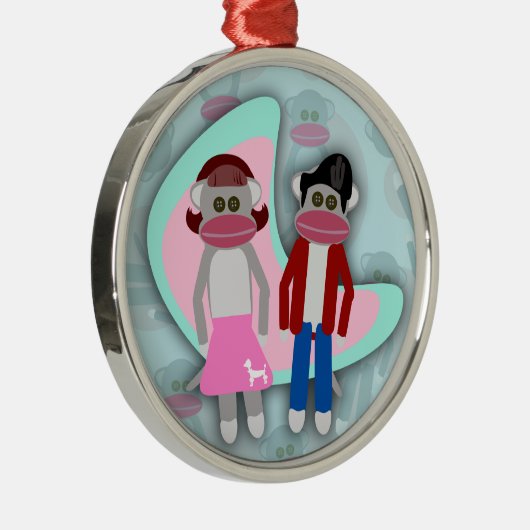 Ornement Métallique Fifties Sock Hop Sock Monkeys Retro Art (Droite)