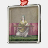 Ornement Métallique Fille turque, brodant, XVIIIème siècle (engravin (Gauche)