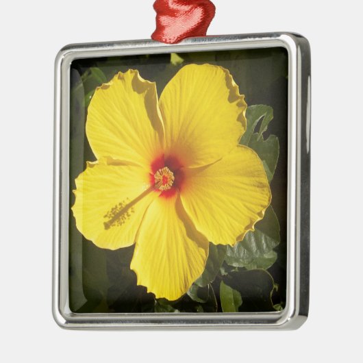 Ornement Métallique Fleur d'Hibiscus jaune (Gauche)