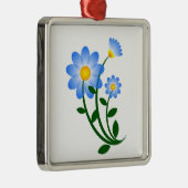 Ornement Métallique Fleurs bleues (Droite)