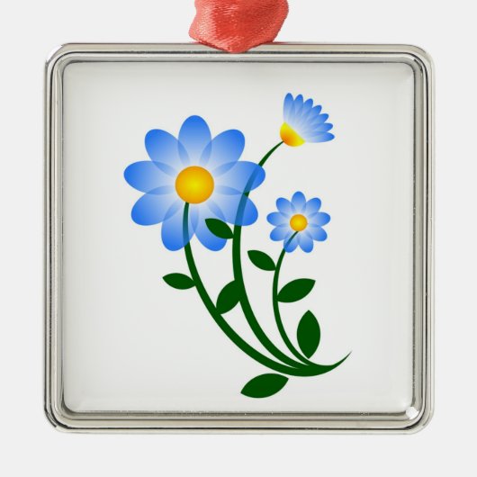 Ornement Métallique Fleurs bleues (Devant)