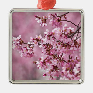 Ornement Métallique Fleurs de Cerisier Sakura Pastel Rose Calquees