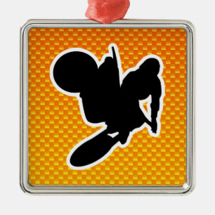 Ornement Métallique Fouet jaune-orange de motocross