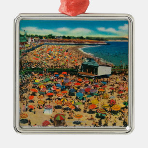 Ornement Métallique Foules sur la plage, Père Noël CruzSanta Cruz, C